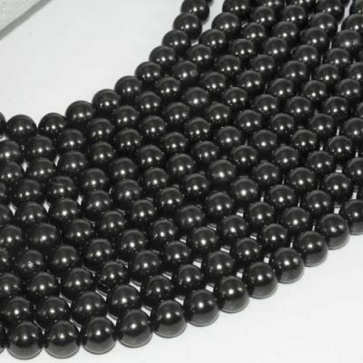 China Round Natural Black Russian Beads Pleochroic/Pleochroism 10mm Gemstone Shungite for sale