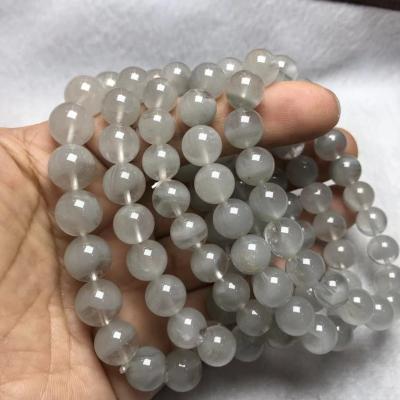 China Natural Rare Gray 10mm Round CLASSIC Rabbit Hair Gemstone Bracelet for sale