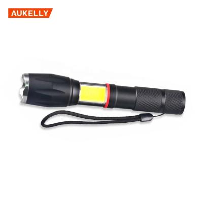 中国 Focus High Power Alloy 10W LED Flashlight Adjustable Aluminum Tactical Torch With 5W Concealed COB Led Flashlight 販売のため