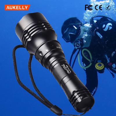 China 18650 Rechargeable Lightweight 100m Distance Camping Aluminum Diving Underwater Flashlight T6 en venta