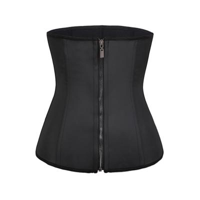 China Customized Antibacterial Logo Belt Latex Women Waist Trainer Corset Fitness Zipper Tummy Control for sale