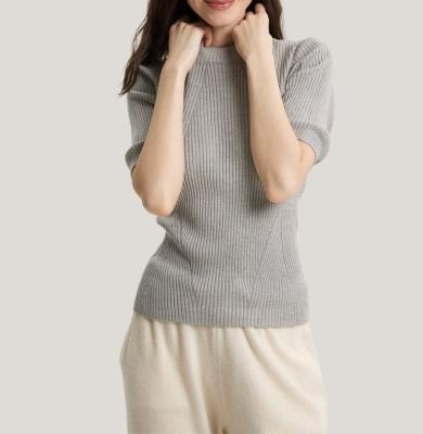 China Anti-wrinkle VSCOO 2022 Summer Knitwear Solid Color Half Sleeve Women's Tight Pullover Sweater for sale