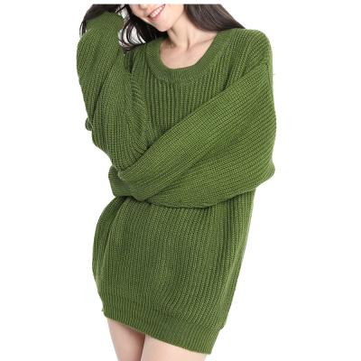 China 2021Cable Anti-wrinkle women knitted plus size Chunky Long solid color longgar knit pullover sweater for sale