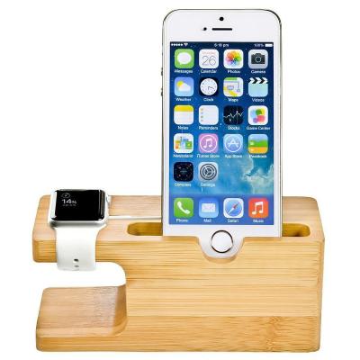 China Keep For Apple iWatch / Wish 2-in-1 Bracket Bamboo Stand Holder Cell Phone Show Firmly For iPhone For Apple Watch Best Promotion Gift for sale