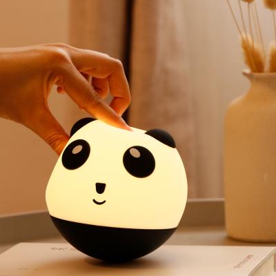 China Cute Colorful Change Colors Custom Touch Sensor Silicone Bedroom Panda Led Night Light Animal For Kids for sale