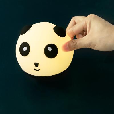 China Panda Lamp LED Night Light Kids Night Light Baby Sleep Bedside Lamp Silicone Faucet Control Touch Sensor Light Change Colors for sale