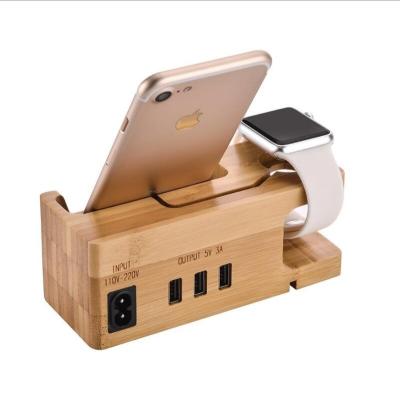 China Wooden Cell Phone Desktop Organizer Docking Station for Samsung Phone for sale