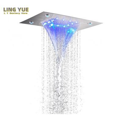 China With Diverter High Quality Bathroom Ceiling Rainfall Shower Set Customized Led Rain Shower Head Panel Thermostatic Diverter Mixer Faucets for sale