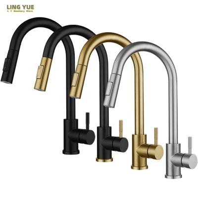 China Sense Faucets Premium quality ss304 kitchen water tap deck mounted sink faucet pull down hose sprayer kitchen faucet for sale