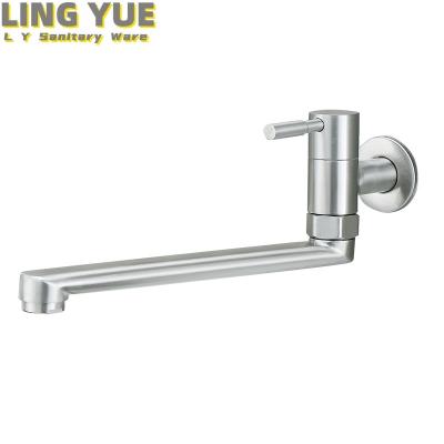 China With Slide Bar New extended single cold stainless steel 304 faucet kitchen single cold rotary water tap outdoor laundry faucet for sale