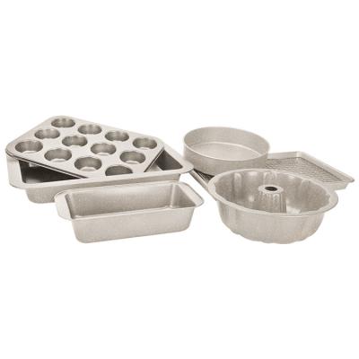 China Sustainable 7Pcs Non-Stick Mould Tray Toast Pizza Baking Muffin Pan Cake Carbon Steel Cake Baking Molds Set for sale