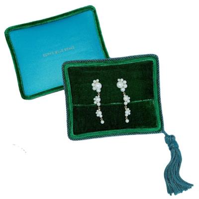 China High End Velvet Jewelry Box With Tassel Jewelry Storage Case For Earring Ring for sale