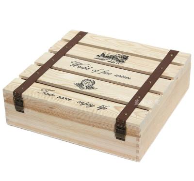 China Recycled Materials Custom Wine Box 4 Bottle Glass Unfinished Wooden Storage Packaging Box for sale