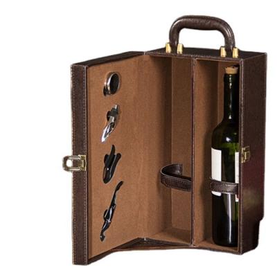 China Custom Logo Printed 2 Fashion Crocodile Bottle Leather Wine Bottle Packaging Box for sale