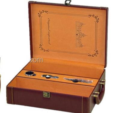 China Fashion 2 Bottle 4 Bottle Luxury Leather Packaging Wine Boxes With Wine Opener for sale