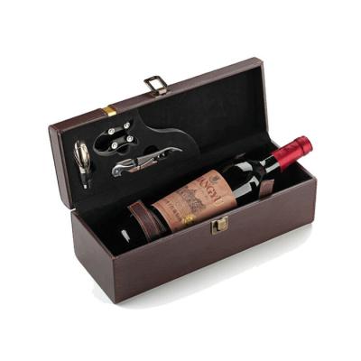 China Luxury Custom Vintage Wine Glass Gift Box Leather Single Carry Case Handmade for sale