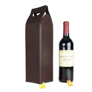 China Handmade Made In China Custom Leather Wine Simple PU Bottle Bag Packaging Packaging for sale