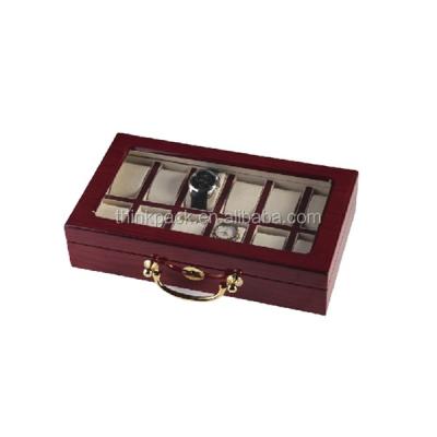 China Handmade Wooden 12 Slots Lacquer Finish Watch Storage Box For Man Watch Storage for sale