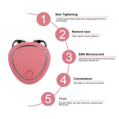 China Dropshipping Mini Skin Firm Handy Face Roller Blood Vessels Removal Facial Roller Anti Wrinkle Anti Aging Facial Massager Microcurrent Device for sale