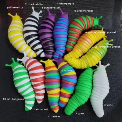 China Toy Stress Reliever Kids Funny Educational Simulation Squirm Worm Toy Squishy Limax Fidget Bubble Twist Snail Push Slug Toys for sale