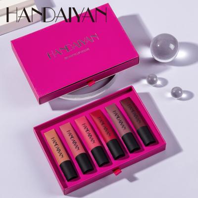 China Handaiyan Factory Wholesale Waterproof Matte Color Air Glossy Lipstick Set Long Lasting Waterproof Easy Wearing Lip Gloss for sale