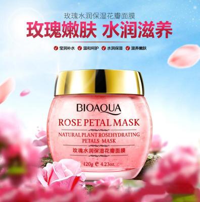 China Luxurious Anti-wrinkle Bioaqua Rose Petal Mask Sleeping Mask face mask for whitening private logo for sale