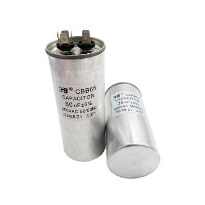 China AC motor can be customized 45uf 450vac 40/85/21 ac air conditioning capacitor cbb65 for sale