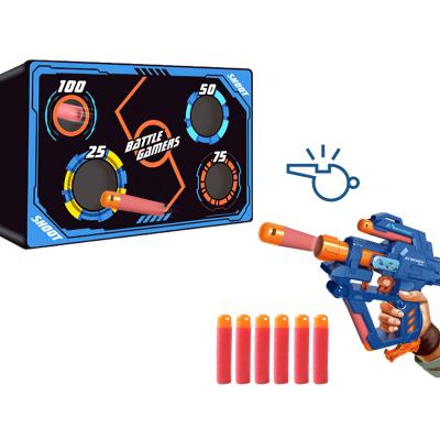 China Toy Electronic Noise Big Size Soft Bullet Toy Hand Guns With Whistle With Air Target Guns Shooting Hunting Toy Set for sale