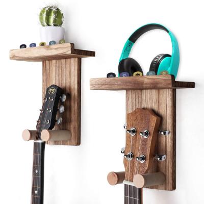 China Rustic Guitar Wall Mount Hanger Shelf with Round Wooden Hook for sale