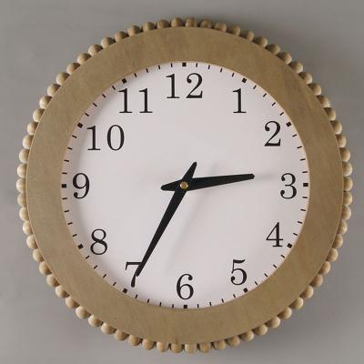 China CREATIVE Rustic Farmhouse Decor Wooden Beads Framed Wall Clock for sale