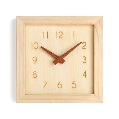 China Antique Style 8 Inch Square Solid Wood Wall Clock For Kitchen Bedroom Living Room for sale