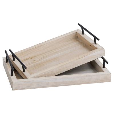 China PHOTA Unfinished Wooden Breakfast Food Ottoman Serving Trays For Dining Bedroom Living Room CF2006136 for sale