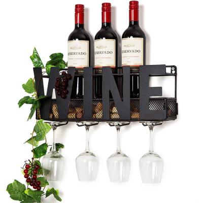 China Sustainable Wholesale Price Metal Wall Wine Rack For Bar Kitchen for sale