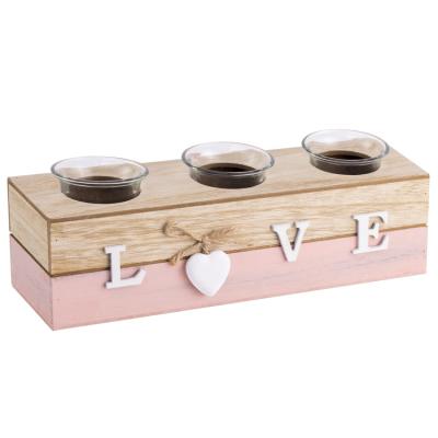 China Home Decoration Candle Holders Set Of 3 Tealight Wooden Candle Holder Decorative For Table for sale