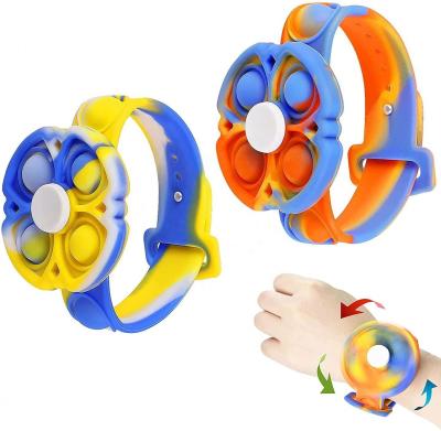 China Hot Sale Stress Release Noise Spinner Watch Rotating Push Bubbles Stir Sensory Press Toy Stress Relief Hand Finger Adjustable Wristbands for sale