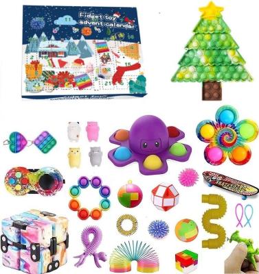 China Playing Hot Selling Merry Christmas Stir To Toy Advent Calendar Push Pop Bubble Sensory Stirrer Toy Set for sale