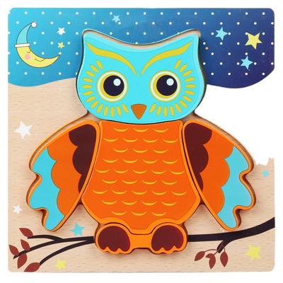 China Custom Wooden Cartoon Animal Wooden Toddler Jigsaw Toys Children 3d Jigsaw Puzzle for sale