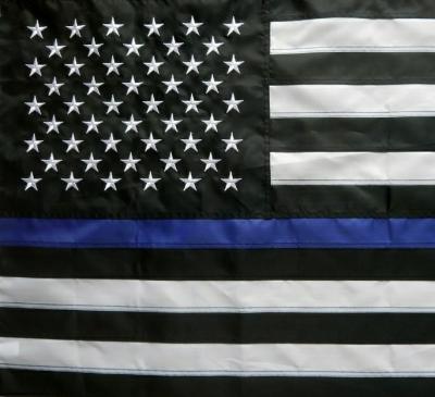 China Hanging Factory Direct 210D Nylon 12x18inch Embroidered Thin Blue Line USA Flag With Sleeve for sale