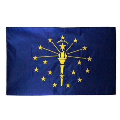 China Custom Factory 3x5ft 210D Indiana Hanging Nylon Embroidered Flag for sale