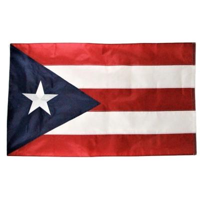 China Custom Factory Direct Hanging 3x5ft 210D Puerto Rico Nylon Embroidered Flag for sale