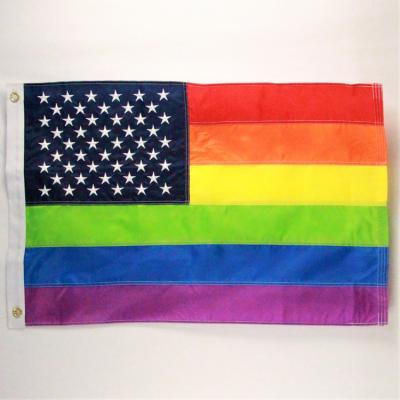 China Factory Direct Hanging 3x5ft Embroidered 75D/100D Polyester Rainbow Gay Flag for sale