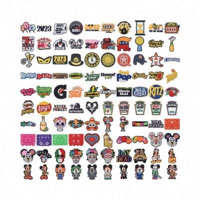 China 2023 New Shoe Buckle Shoe Charms Croc PVC Shoes Decorations Women Kids Custom Logo Wholesale Designer Shoe Croc Charms for sale