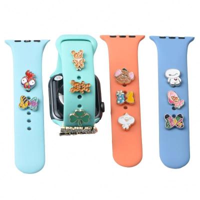 China Decorative Ornament Rubber Accessories Band Strap Watch Silicone Studs Watch Parts For Apple Watch Band Charm Accessories for sale