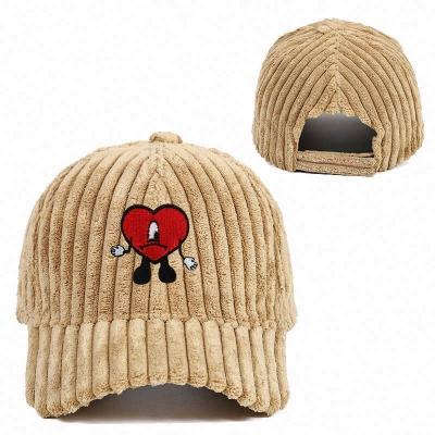 China Custom Hat JOINT Embroidery Baseball Design Rabbit Corduroy Winter Hats Bad for sale