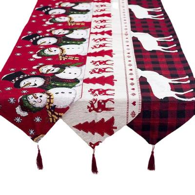 China Oil Absorption Christmas Cotton And Household Ornament Linen Embroidered Tablecloth for sale