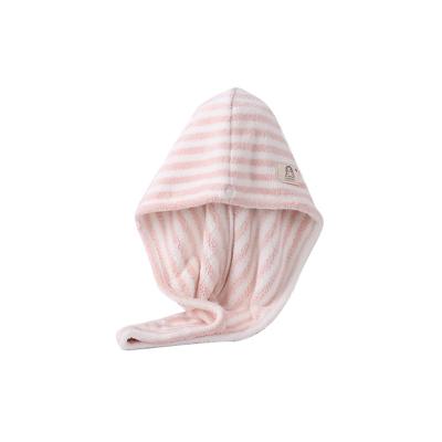 China Anti-Static Hair Drying Fiber Superfine Stripe Soft Absorbent Cap for sale