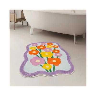 China Imitation Flowering Shrubs Cashmere Bedside Washable Special Shaped Rug for sale