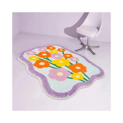 China Imitation Flowering Shrubs Cashmere Bedside Washable Special Shaped Rug for sale