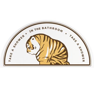 China Washable Water Absorbing Tiger Pattern Semicircle Diatom Soak Bath Mat for sale