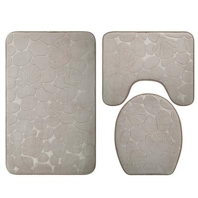 China Bathroom three-piece suite washable thicken non-slip mat floor mat toilet seat U-shape mat for sale